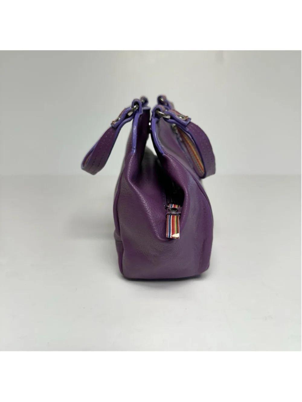 Vintage Y2K Tommy Hilfiger Purple Small Handbag Satchel Rainbow Stripe